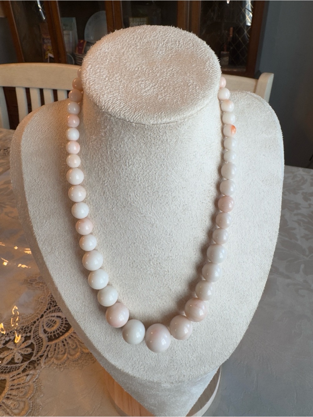 Vintage Imitation Angel Skin Coral Necklace - Women's Jewelry